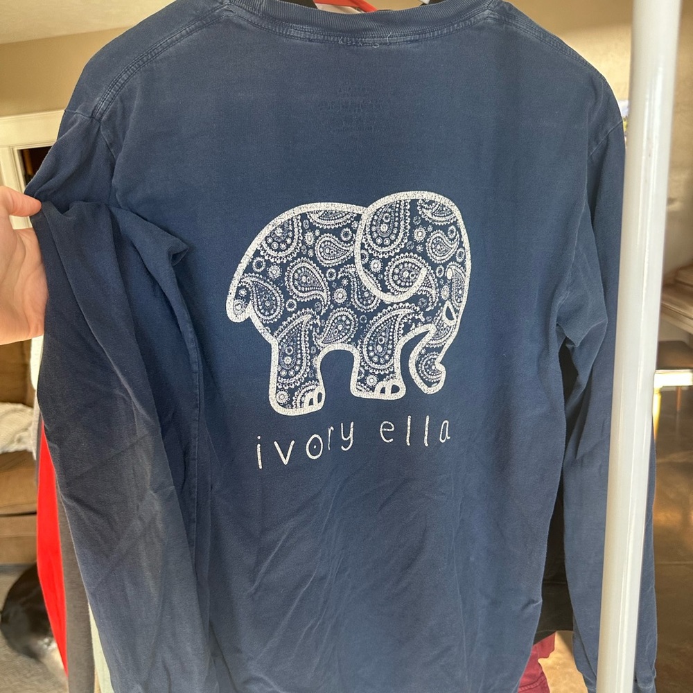 Navy Ivory Ella Long Sleeve Tee Small